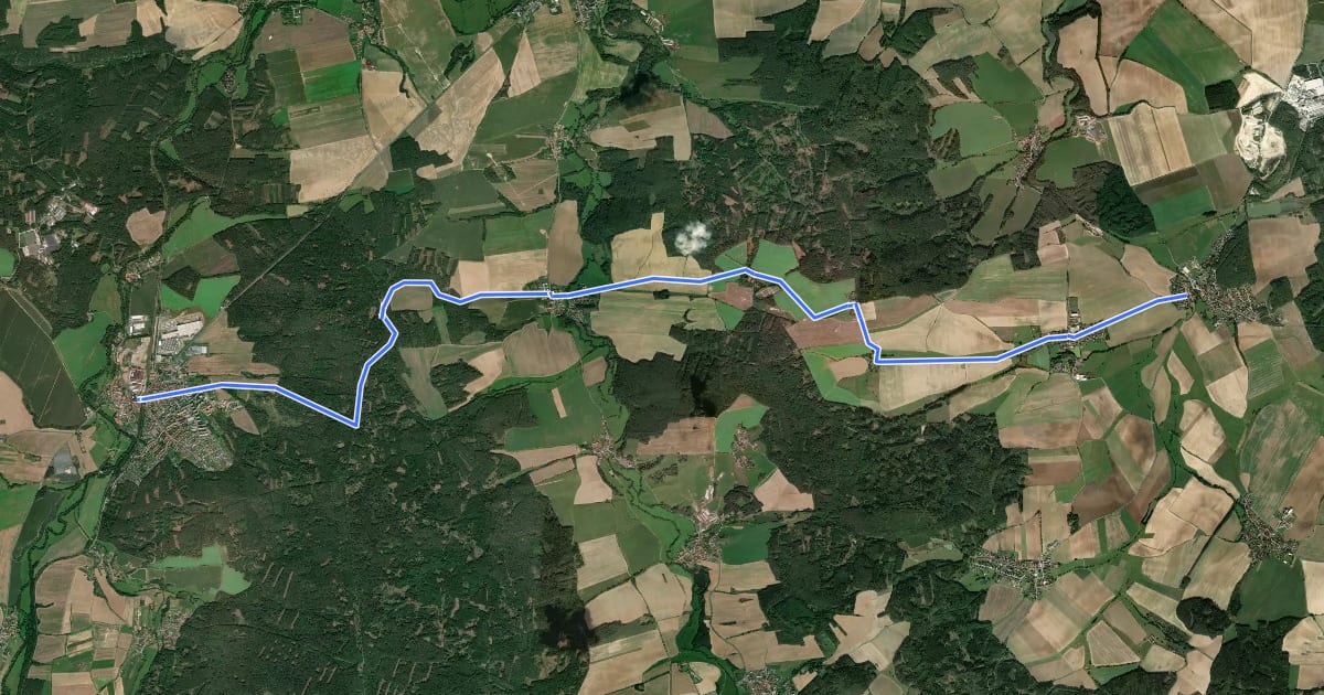 Маршрут 2270 Dnešice - Holýšov на спутниковом снимке