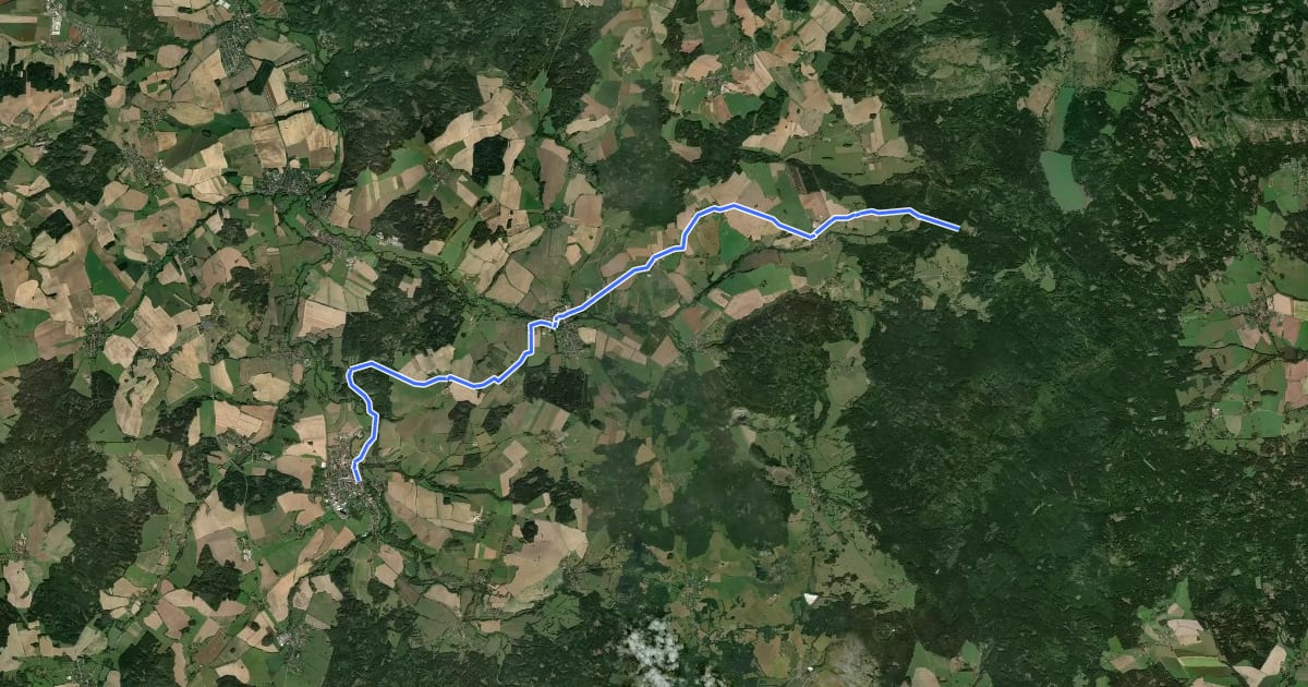 Маршрут 2288 Blovice-Kuřkovská mýť на спутниковом снимке
