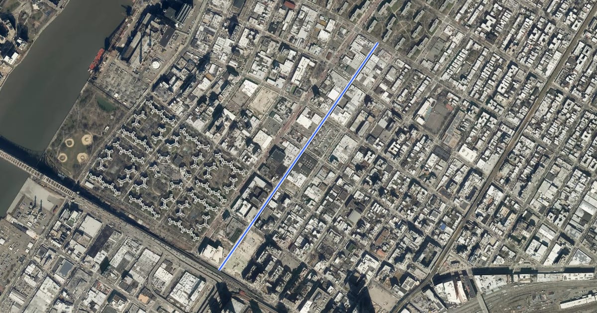 Маршрут 22nd Street на спутниковом снимке