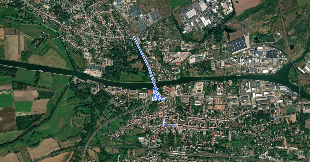 Маршрут 23-35 Genthin Zentrum - Genthin-Altenplathow на спутниковом снимке