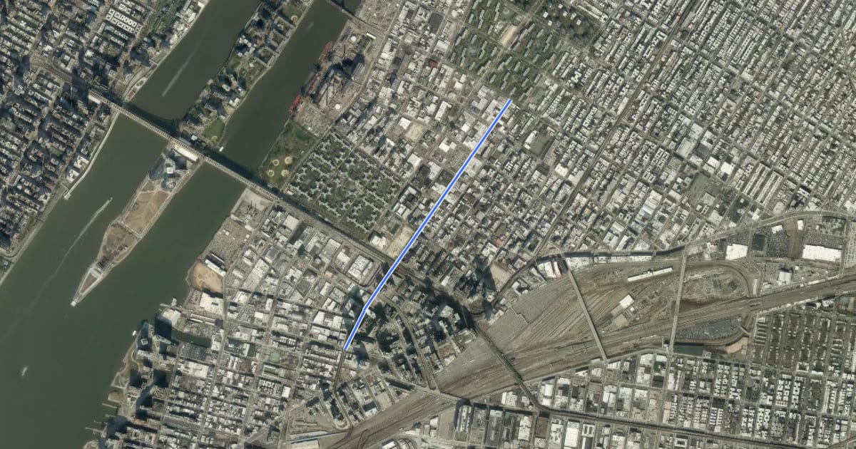 Маршрут 23rd Street на спутниковом снимке