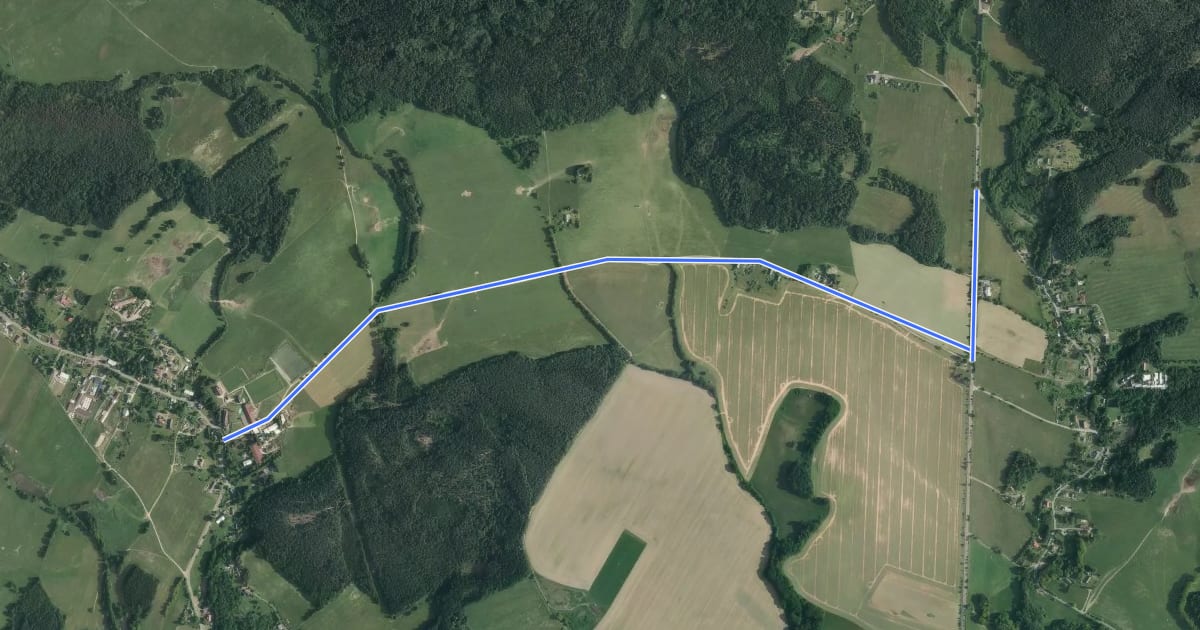 Маршрут 241M Heřmanice v Podještědí - Kněžice на спутниковом снимке