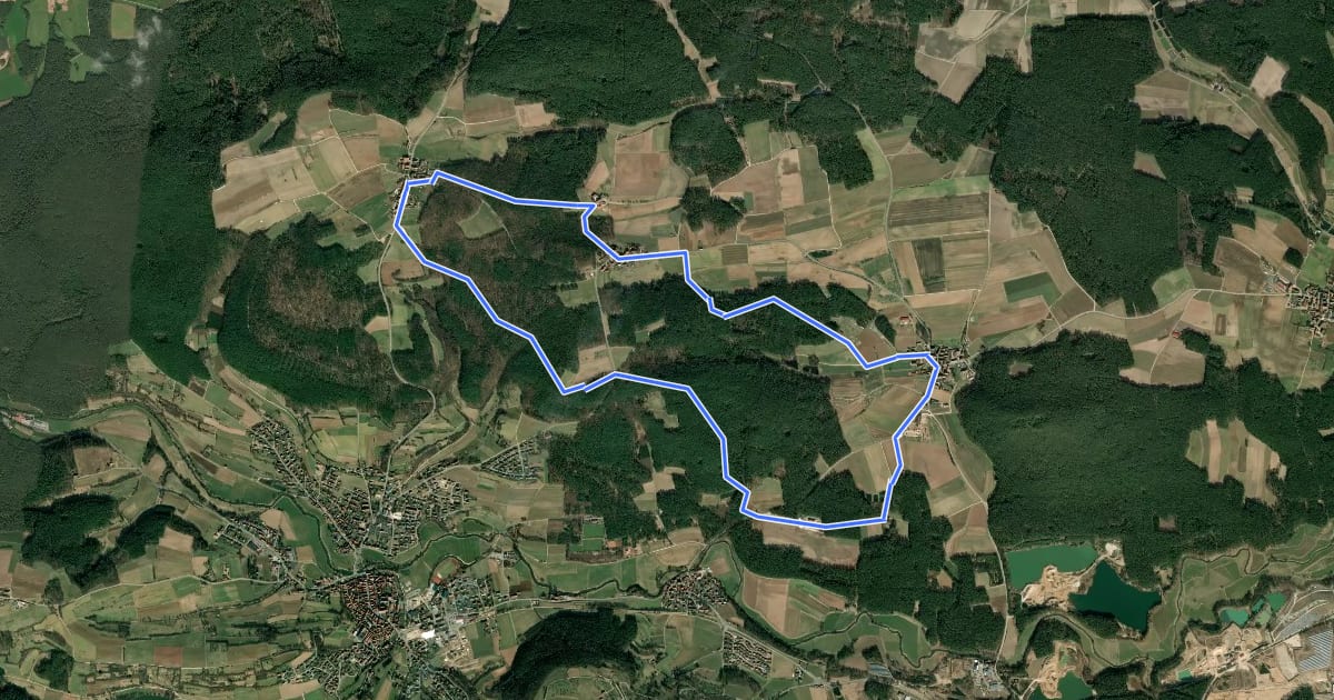 Маршрут 25 Hopfenwanderung на спутниковом снимке