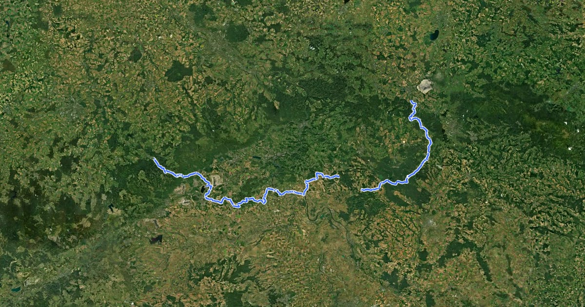 Маршрут 25 Loučná, Hartau - Brandov (CZ/D) на спутниковом снимке