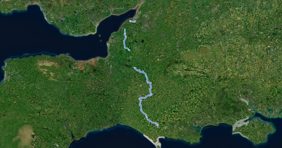 Маршрут 26 and South Somerset Cycleway на спутниковом снимке