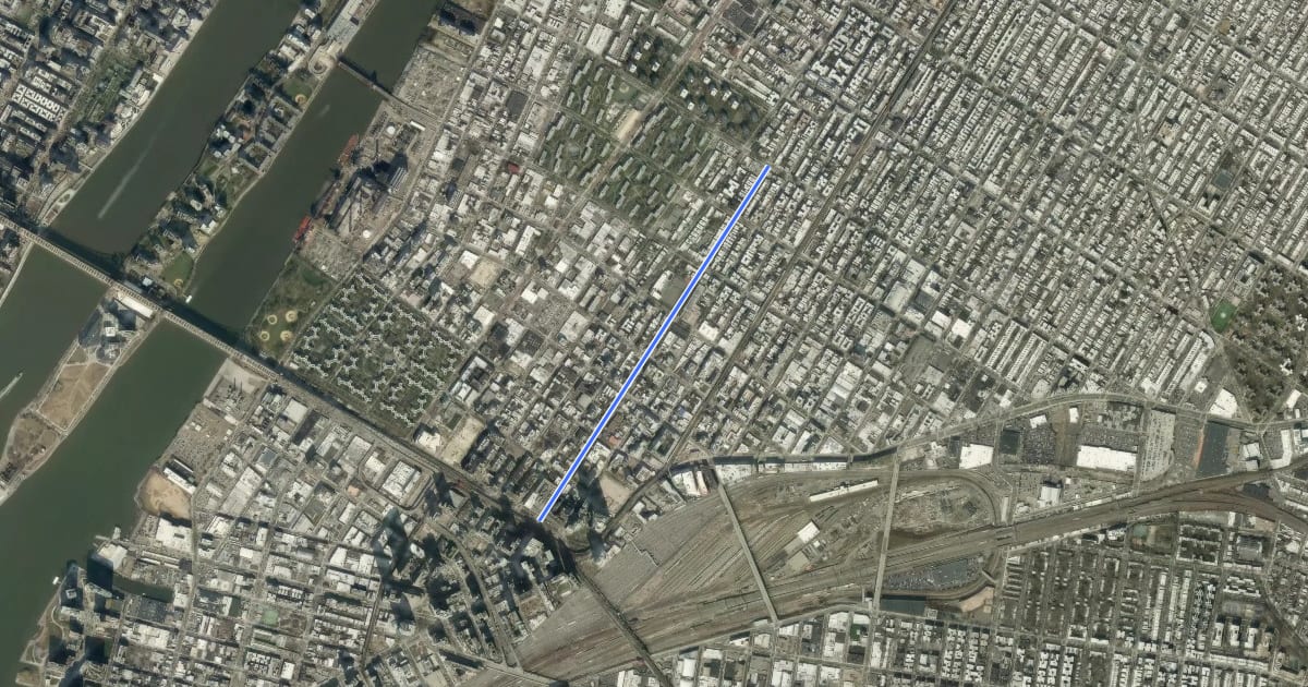 Маршрут 28th Street на спутниковом снимке