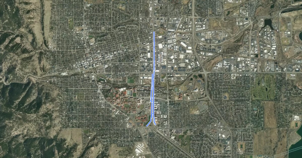 Маршрут 28th Street Bike Route на спутниковом снимке
