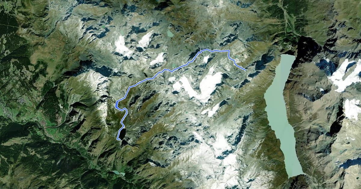 Маршрут 29-Chemin des cols alpins на спутниковом снимке