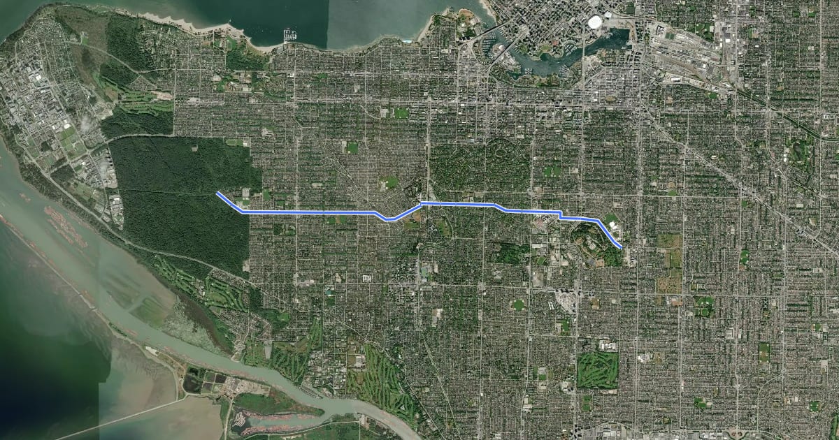 Маршрут 29th Avenue Bikeway на спутниковом снимке