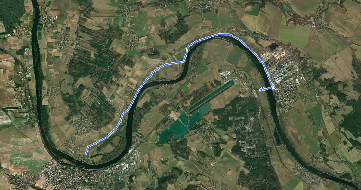 Маршрут 2A Labská Pravobřežní на спутниковом снимке
