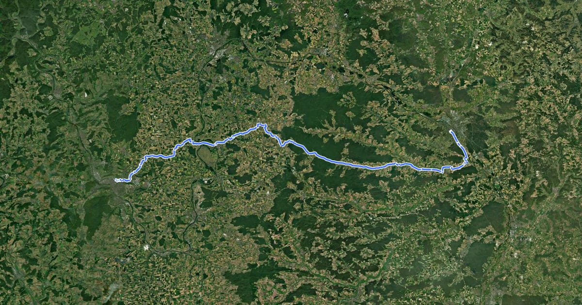 Маршрут 2FrankenRadweg на спутниковом снимке
