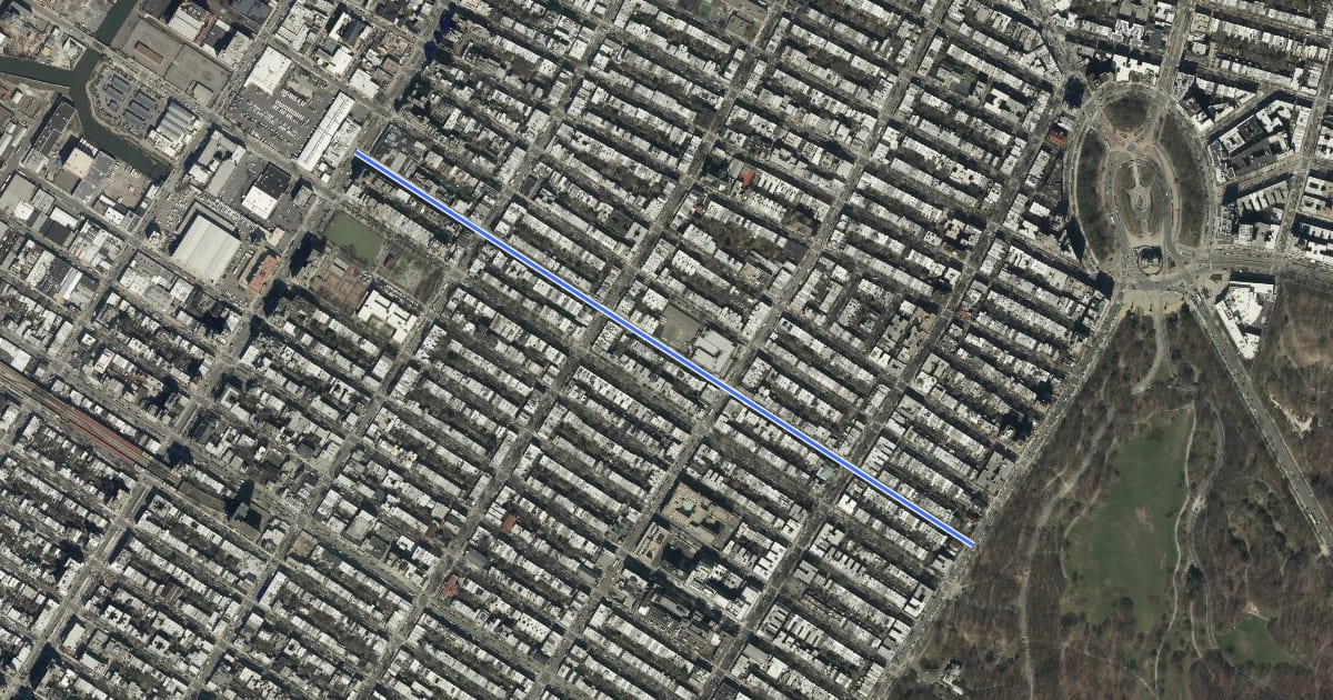 Маршрут 2nd Street на спутниковом снимке