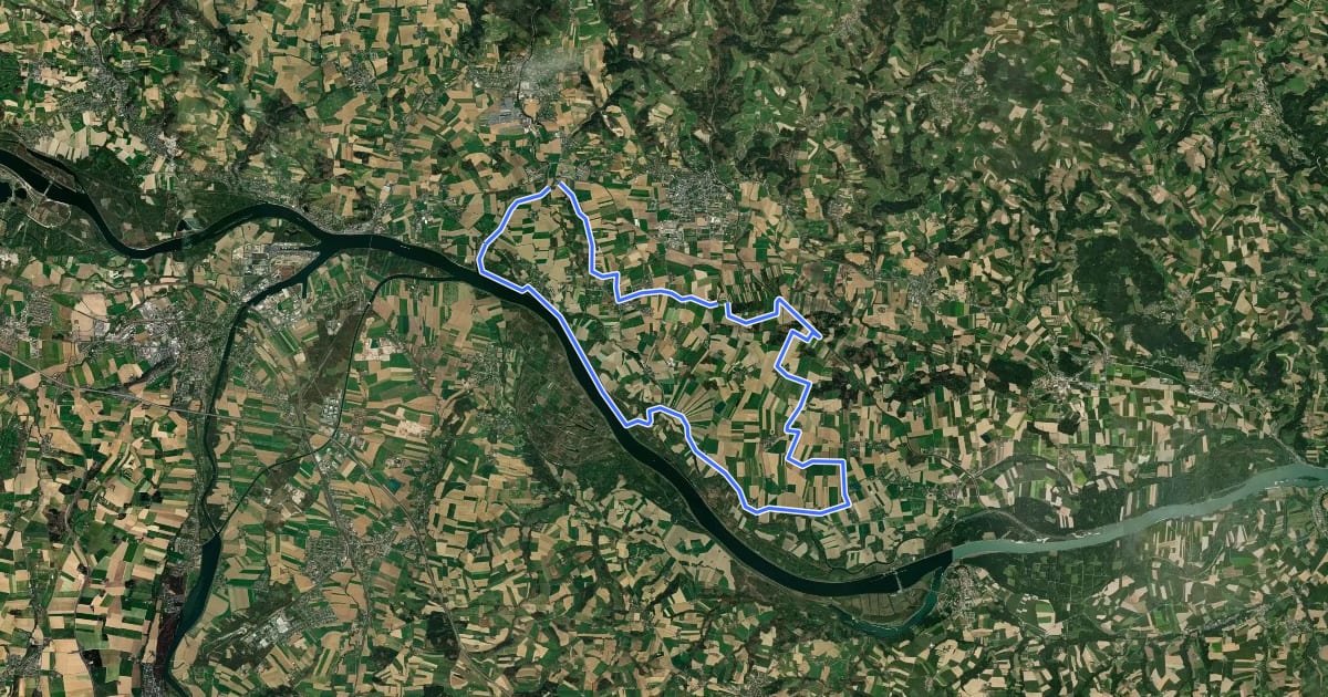 Маршрут 3 Flüsse Radweg на спутниковом снимке