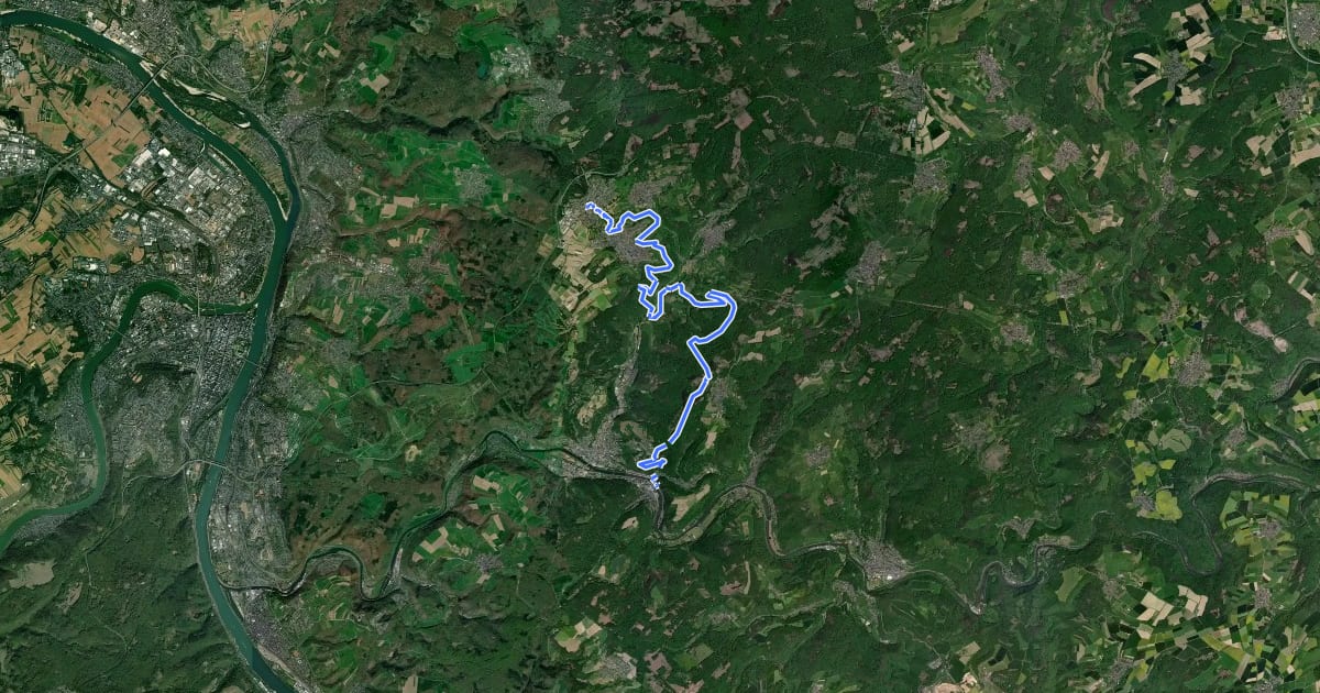 Маршрут [3] HWW Westerwald Etappe 5 (Neuhäusel - Bad Ems) на спутниковом снимке