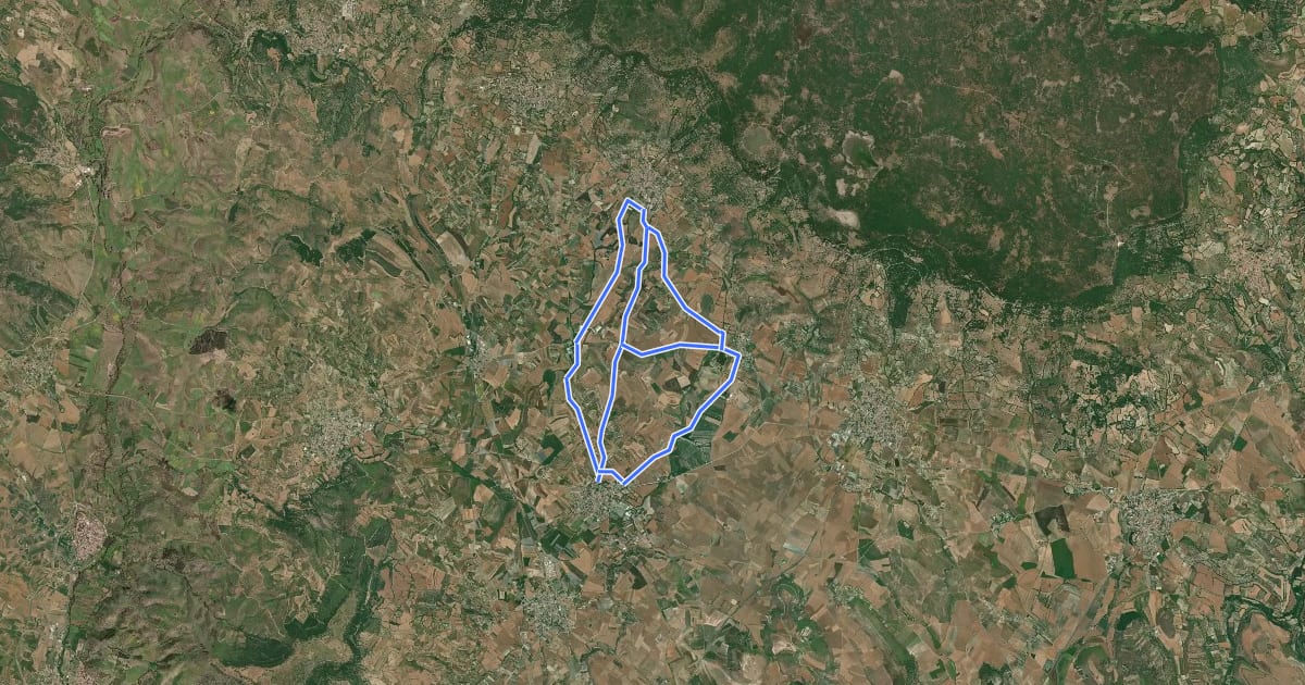Маршрут 3 itinerari pedo-corsistici на спутниковом снимке