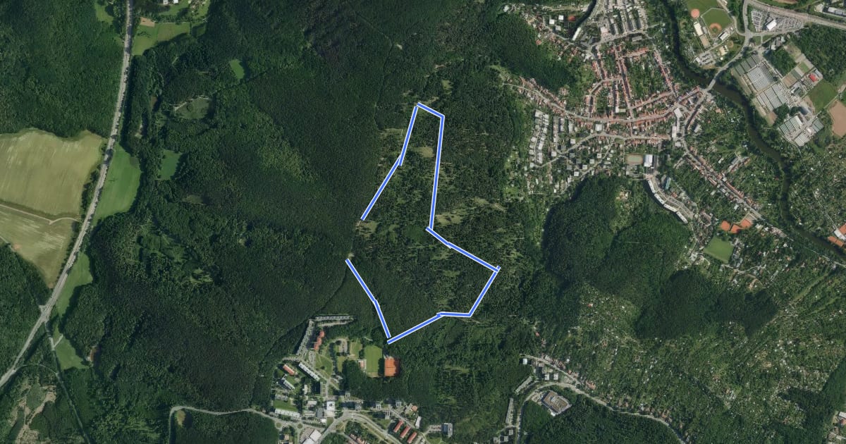 Маршрут 3 km modrá на спутниковом снимке
