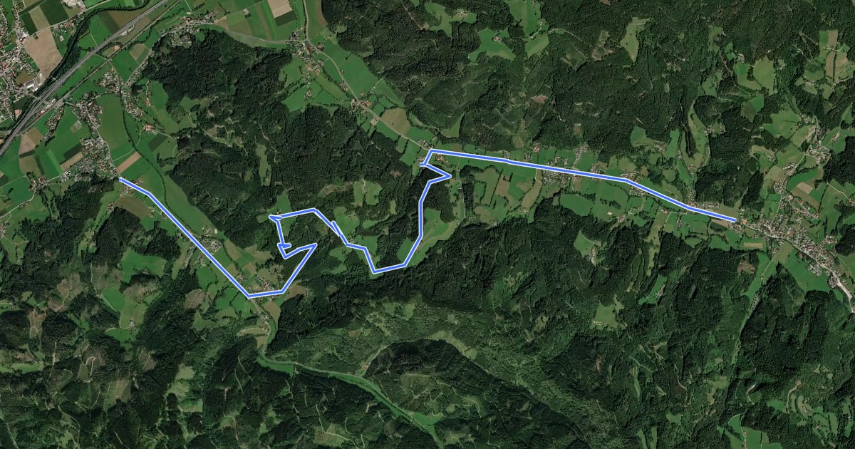 Маршрут 3 Täler Wanderweg на спутниковом снимке