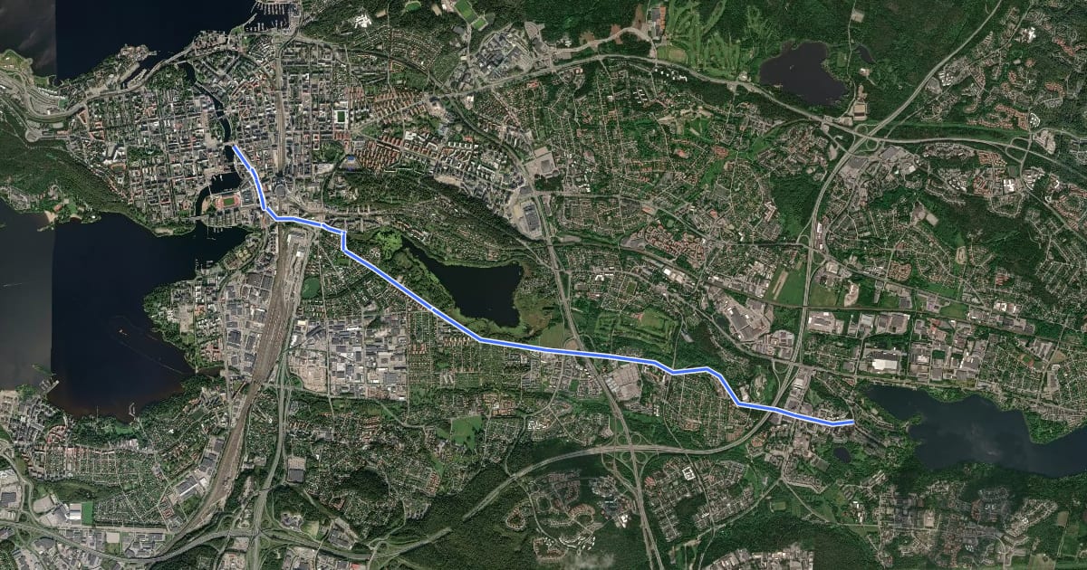 Маршрут 3 Tampere - Kaukajärvi на спутниковом снимке