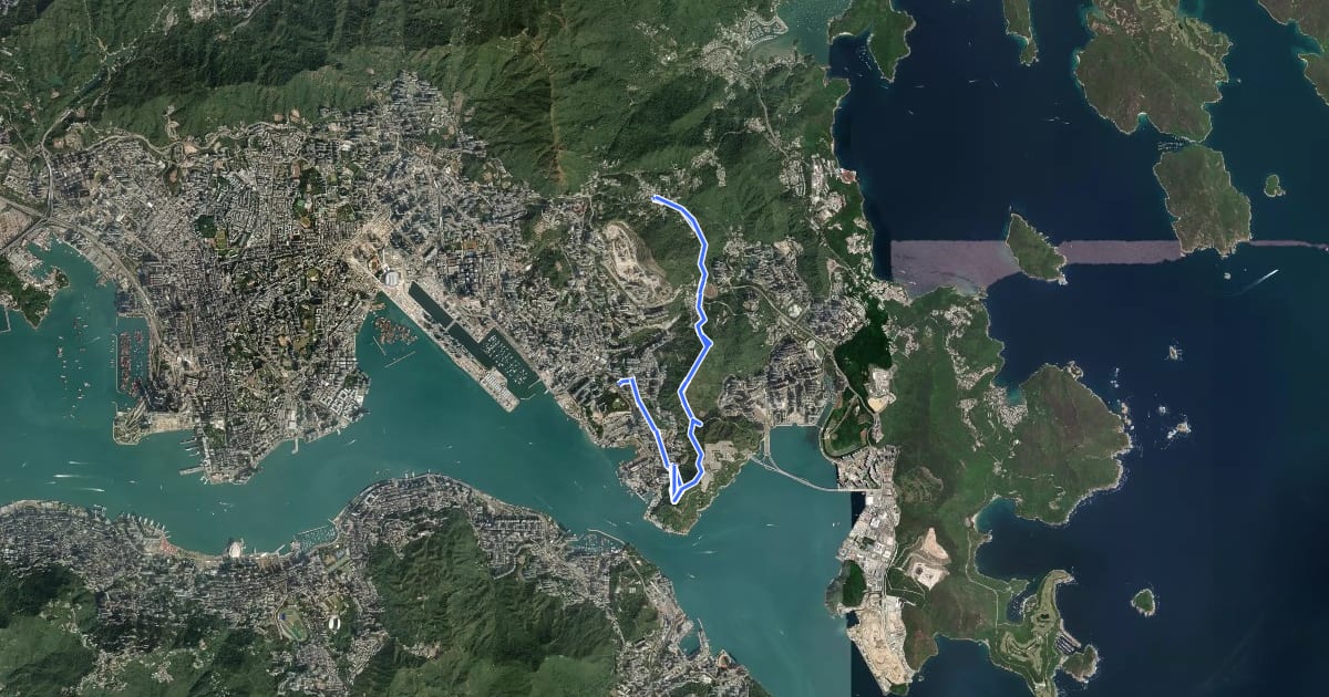 Маршрут 衛奕信徑第3段 Wilson Trail Section 3 на спутниковом снимке