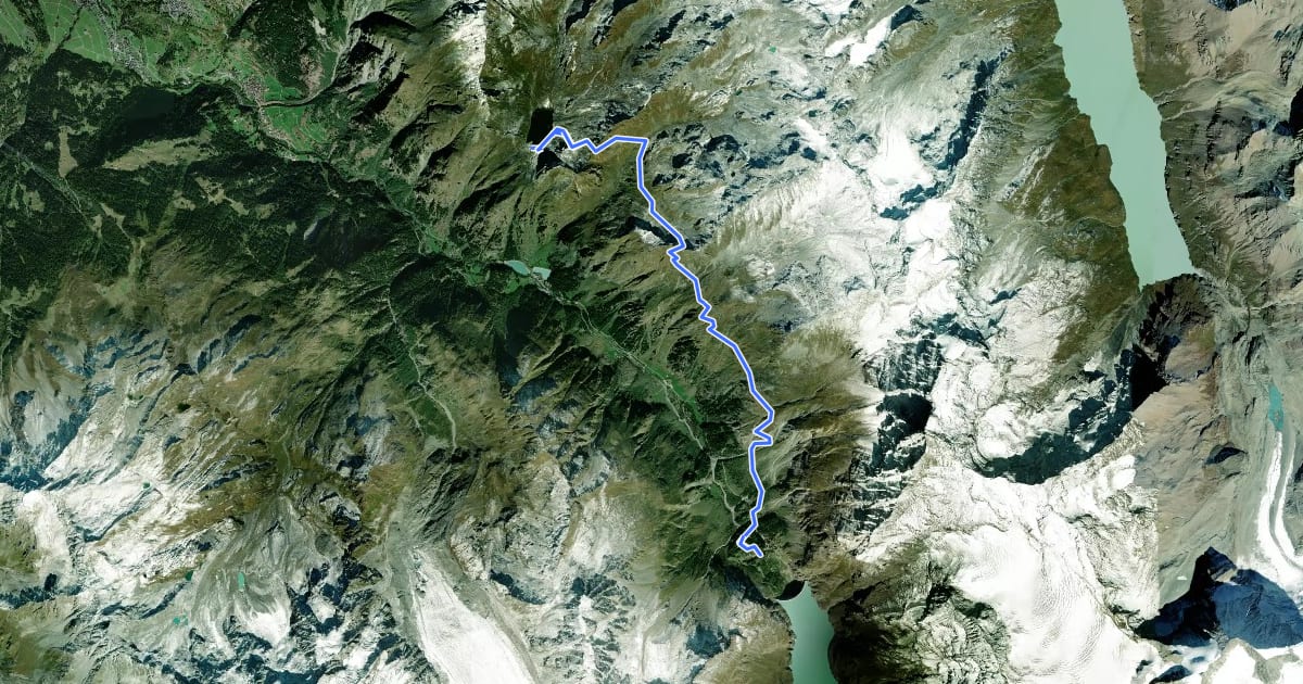 Маршрут 30-Chemin des cols alpins на спутниковом снимке