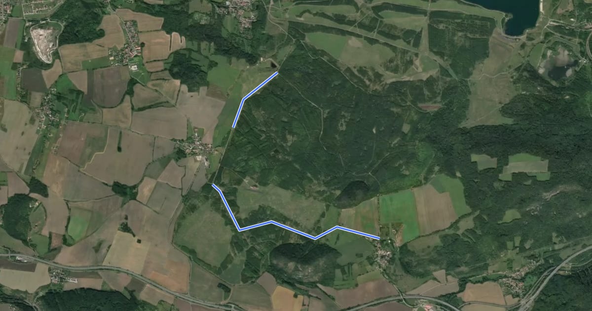 Маршрут 3009A Habří -Roudnický rybník на спутниковом снимке
