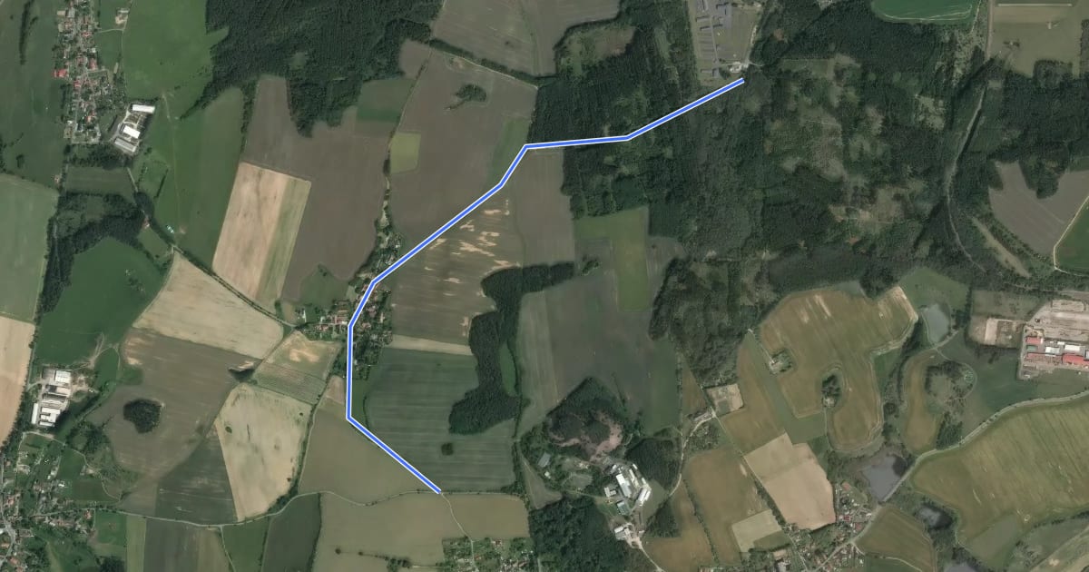 Маршрут 302o odb. Vojna Lešetice (uran.důl č.2) на спутниковом снимке