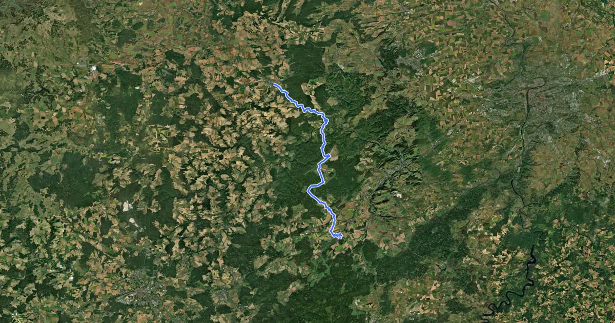 Маршрут 303 Hořovice-Rakovník на спутниковом снимке