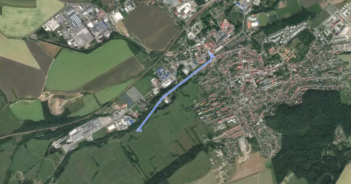 Маршрут 303A Hořovice на спутниковом снимке