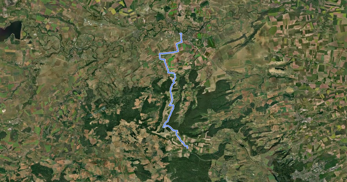 Маршрут 304 Řevničov - Louny на спутниковом снимке