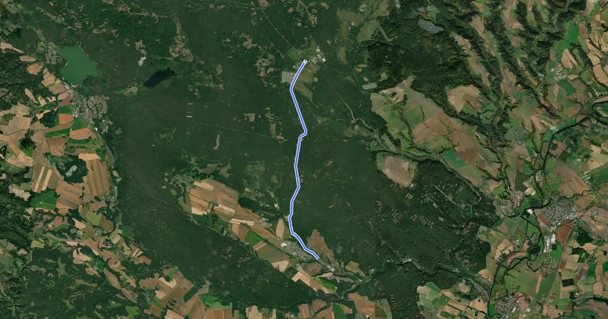 Маршрут 3040 Kuřivody - Dolní Krupá на спутниковом снимке