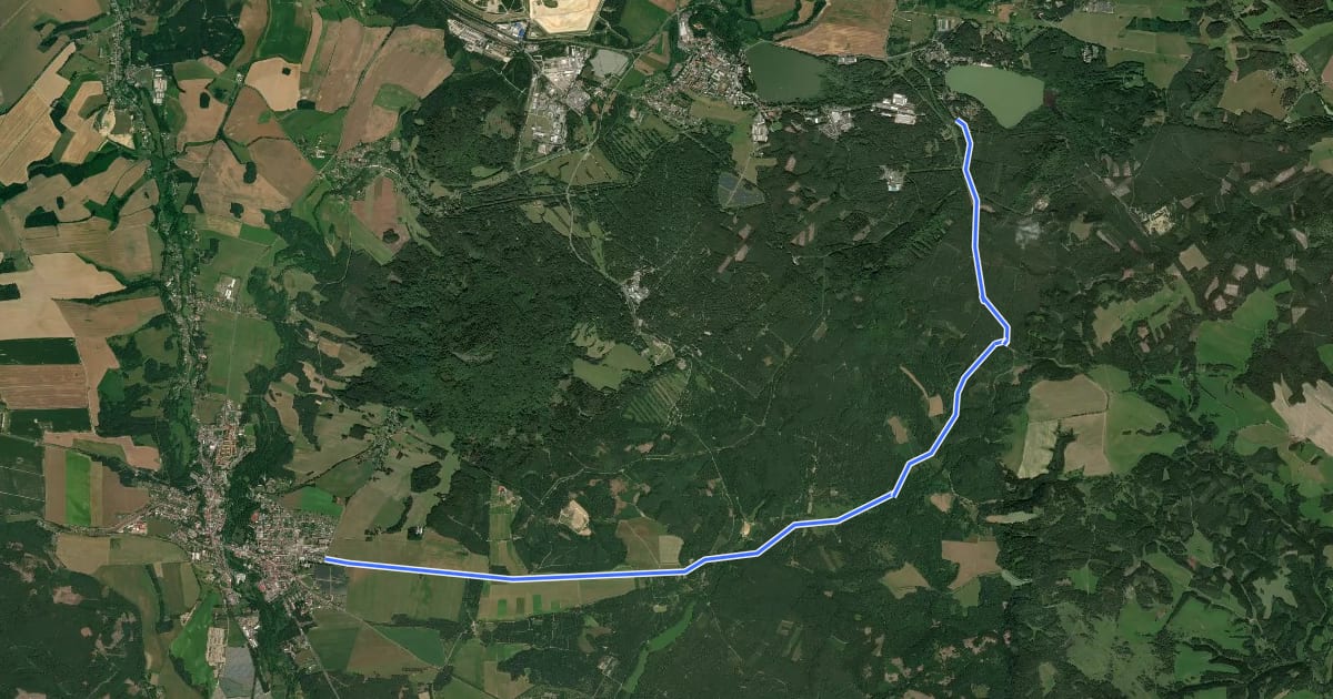Маршрут 3046 Mimoň - Černá hájovna-Hamr на спутниковом снимке