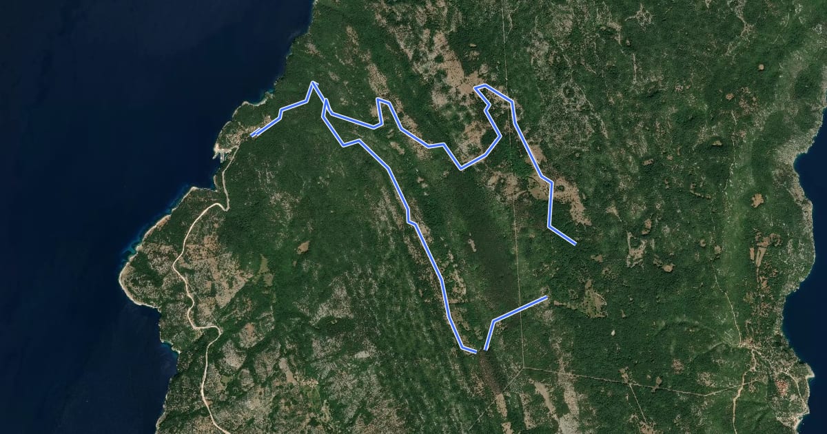 Маршрут 305 Porozina – Tramuntana – Beli – Ivanje – Porozina на спутниковом снимке
