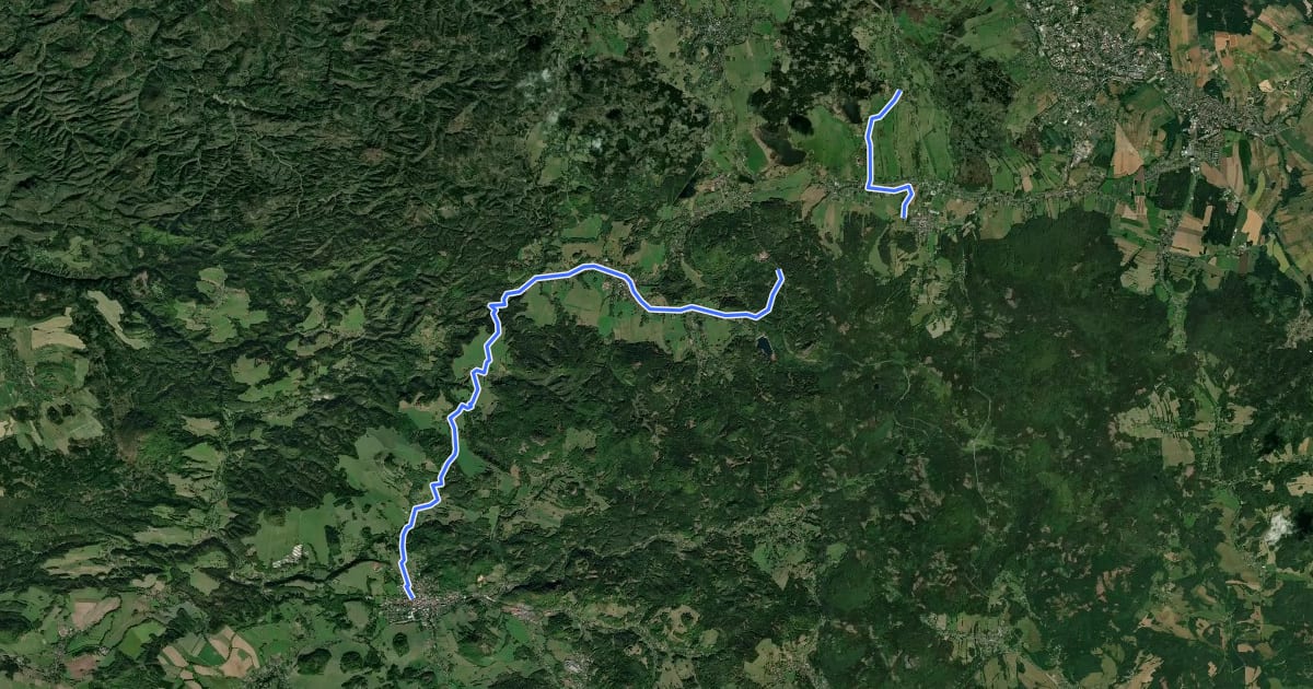 Маршрут 3052 Česká Kamenice - Varnsdorf на спутниковом снимке