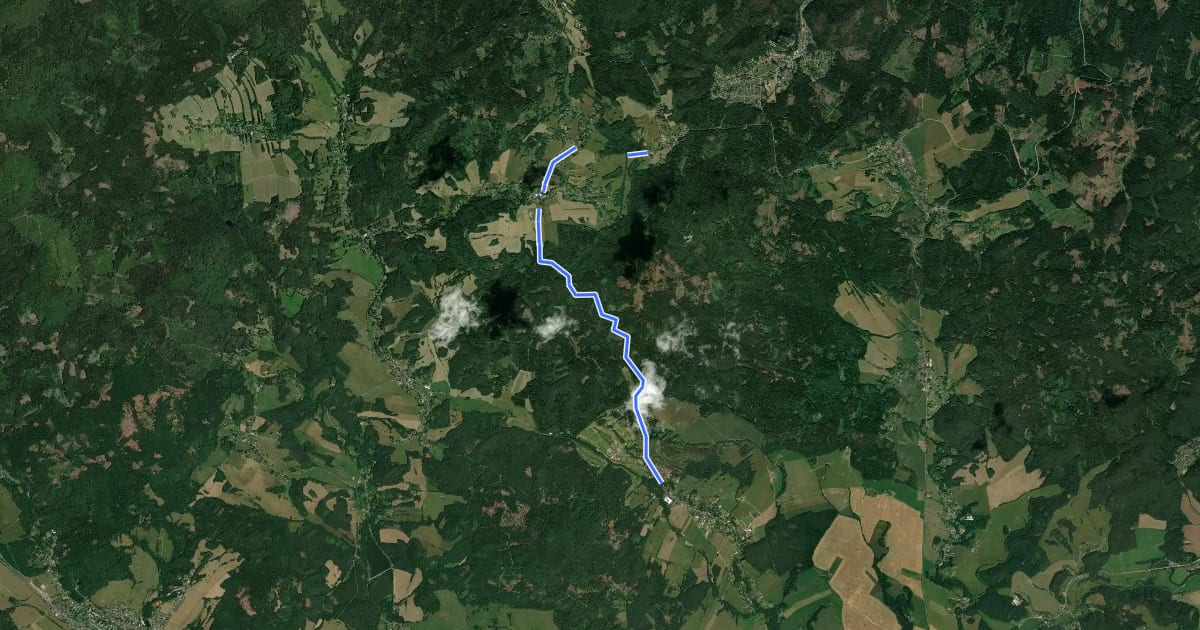 Маршрут 3060 Heřmanice v Podještědí - Hain (CZ/D) на спутниковом снимке