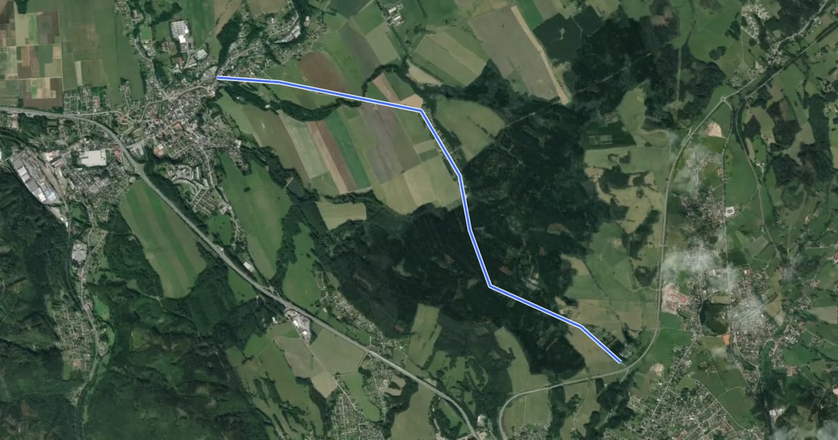 Маршрут 3065 Chrastava-Stráž nad Nisou на спутниковом снимке