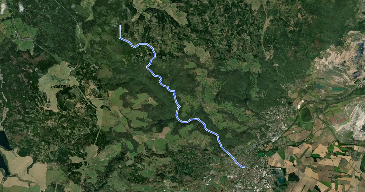 Маршрут 3078 Načetín - Chomutov на спутниковом снимке
