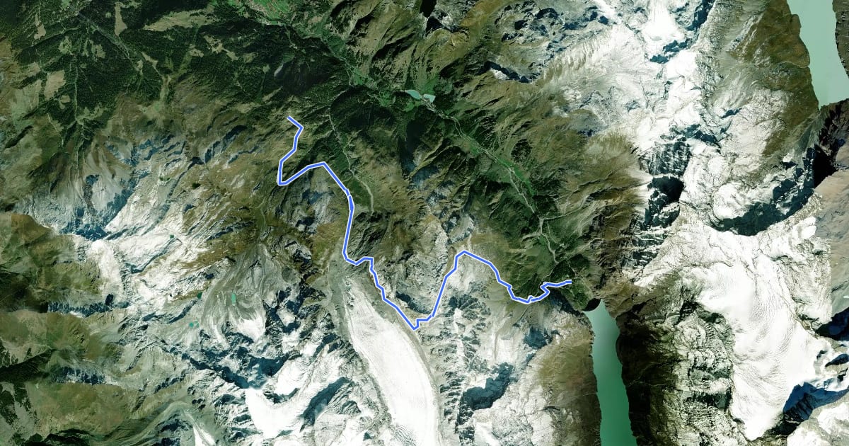 Маршрут 31-Chemin des cols alpins на спутниковом снимке