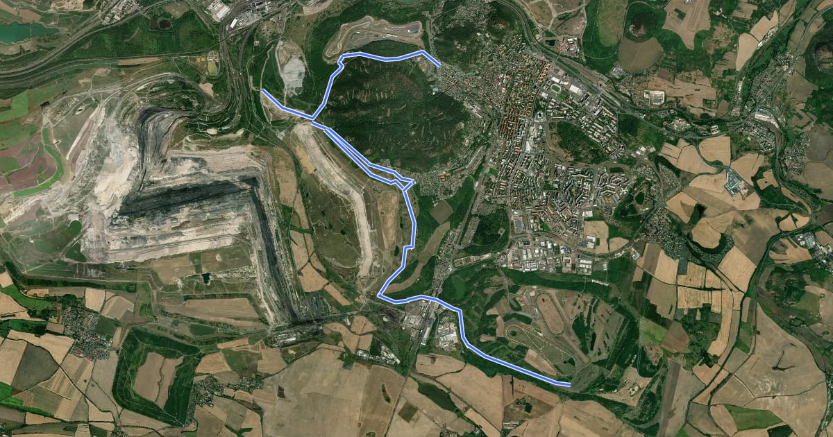 Маршрут 3112 Most Autodrom - Hipodrom Most на спутниковом снимке