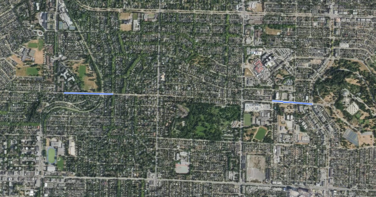 Маршрут 33rd Avenue Bikeway на спутниковом снимке