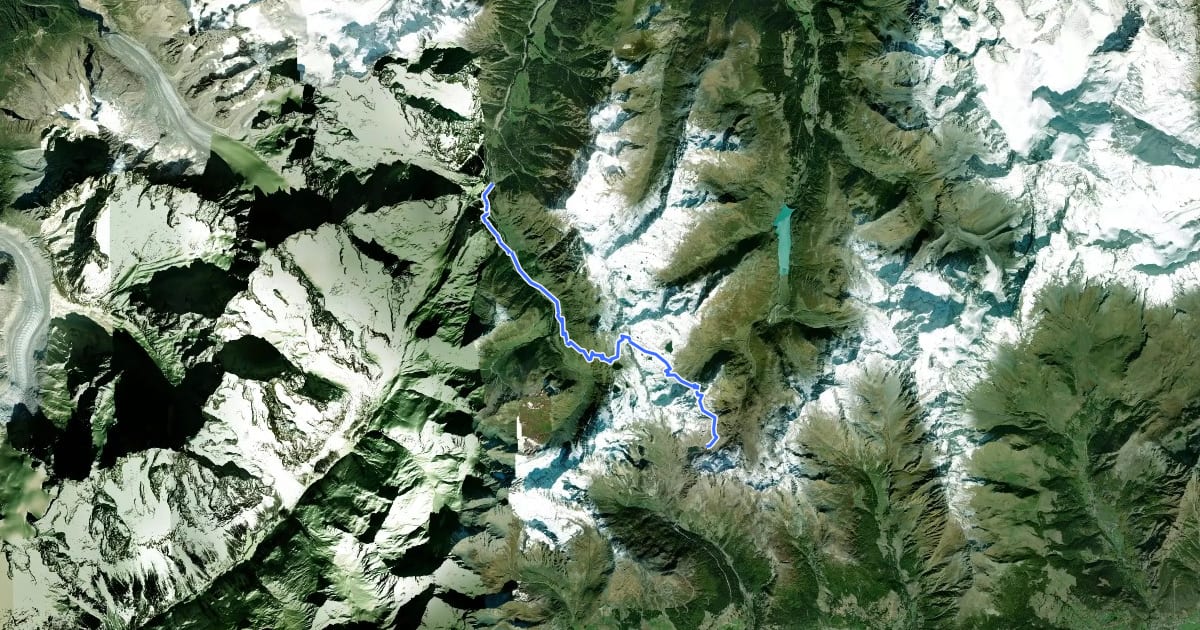 Маршрут 34-Chemin des cols alpins на спутниковом снимке