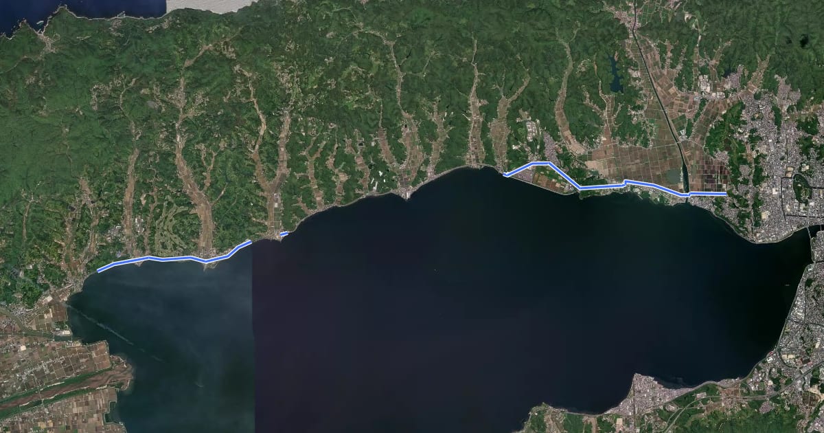 Маршрут 島根県道352号宍道湖湖北自転車道線 на спутниковом снимке