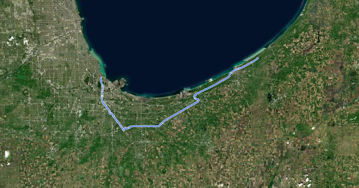Маршрут 36 (Indiana) на спутниковом снимке