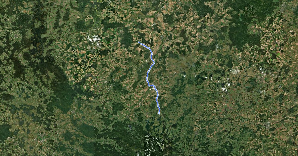 Маршрут 38 Běšiny - Merklín на спутниковом снимке