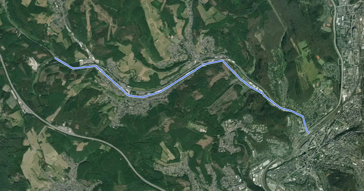 Маршрут (38) Siegen - (45) Freudenberg-Alchen на спутниковом снимке