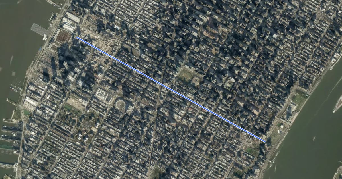 Маршрут 38th Street на спутниковом снимке