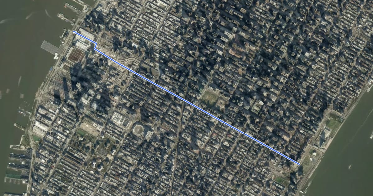 Маршрут 39th Street на спутниковом снимке