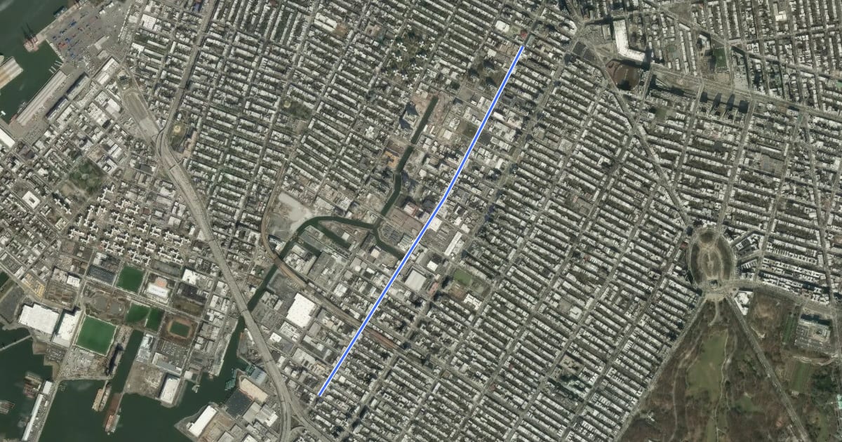 Маршрут 3rd Avenue на спутниковом снимке