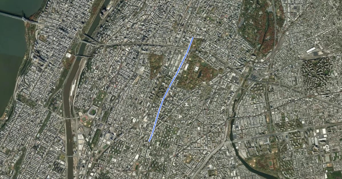 Маршрут 3rd Avenue на спутниковом снимке