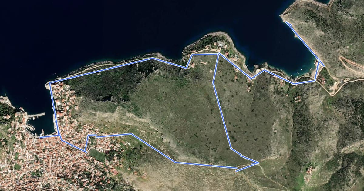 Маршрут 4 - Hydra (Town) – Mandraki – Hydra (Town) на спутниковом снимке
