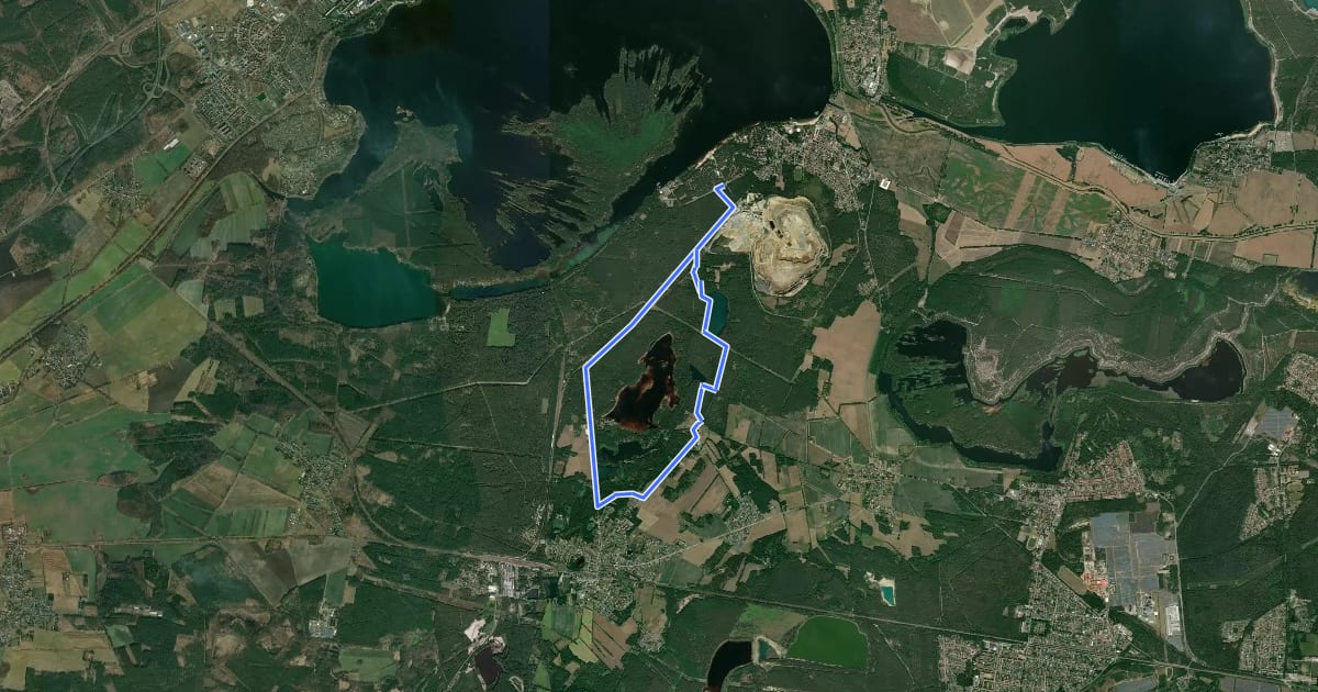 Маршрут 4-Teiche-Tour Rundwanderweg Großkoschen - Hosena на спутниковом снимке